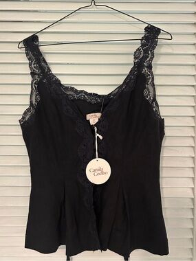 Camila Coelho black linen tank top vest NWT S